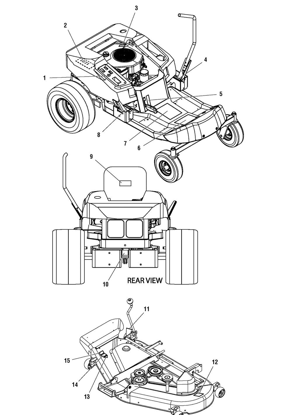 Decals Group Diagram and Parts List for 1694862-ZT1644E  Briggs and Stratton Lawn Tractor